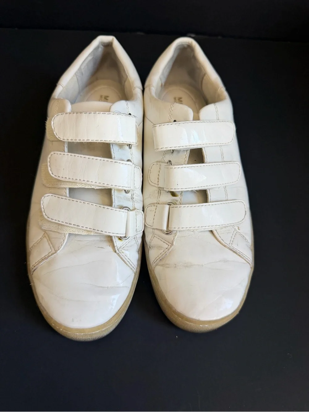 Michael Kors White Patent Leather Velcro Sneakers